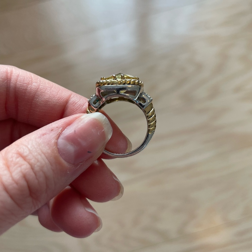 Lia Sophia Gold and Silver Ring with Yellow Gem - Picture 2 of 8